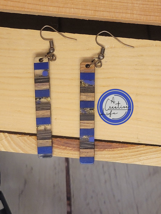 Walnut and Blue Poly Resin Drop