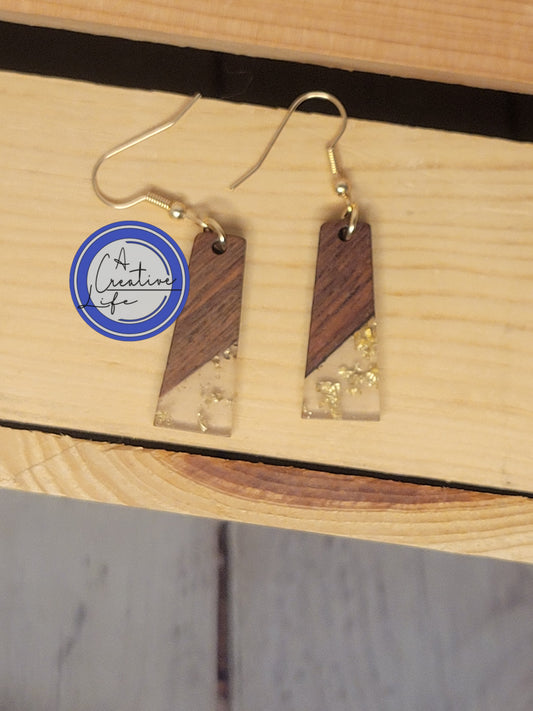 Wood and Water Drop Gold Fleck Resin Drop