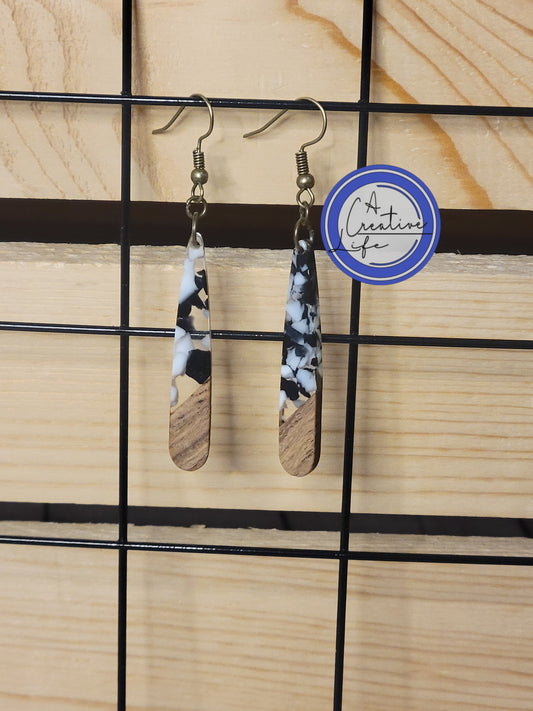 Walnut and Black/White Mosaic Resin Drop