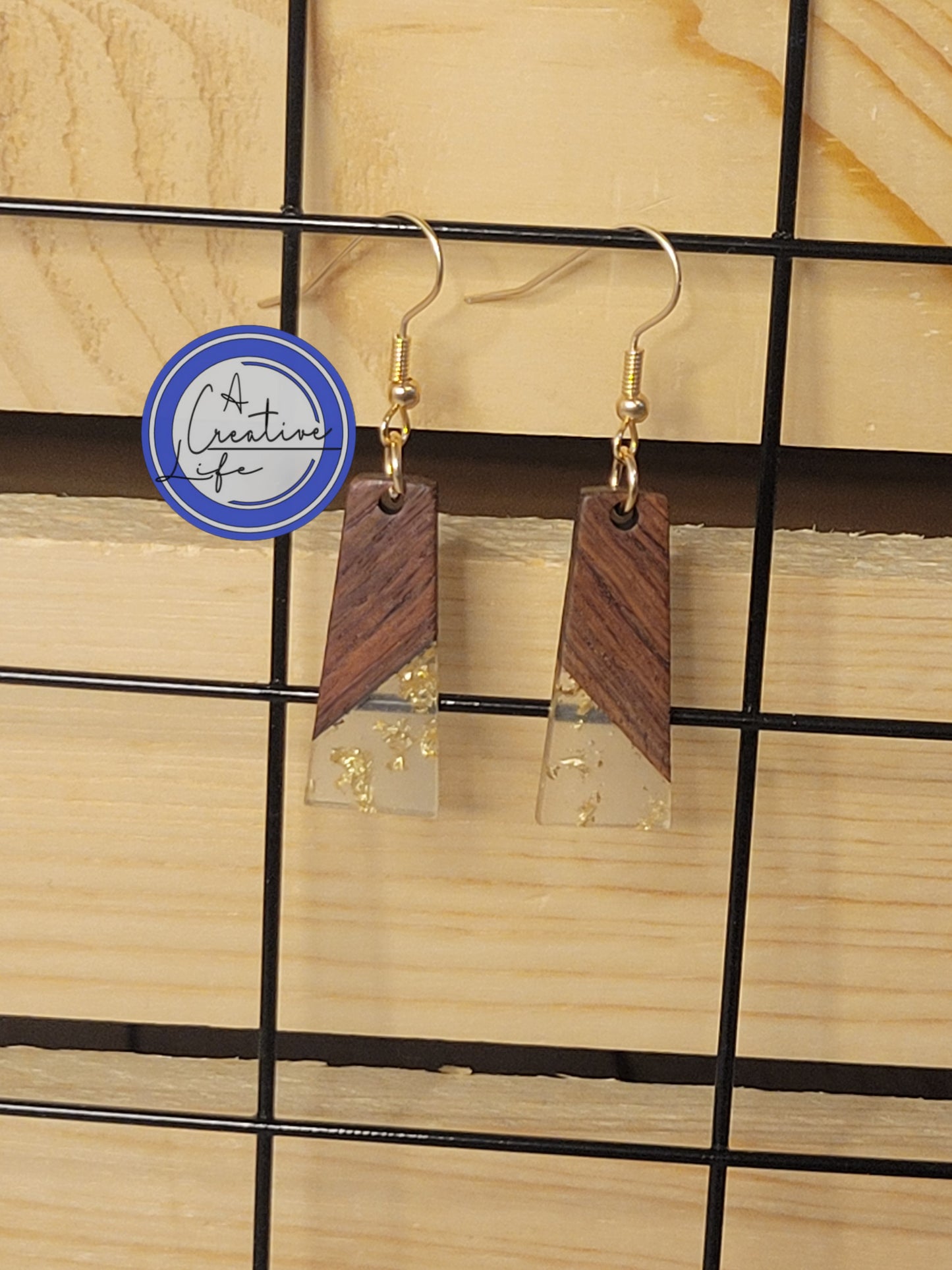 Wood and Water Drop Gold Fleck Resin Drop
