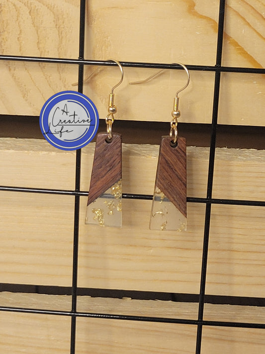 Wood and Water Drop Gold Fleck Resin Drop