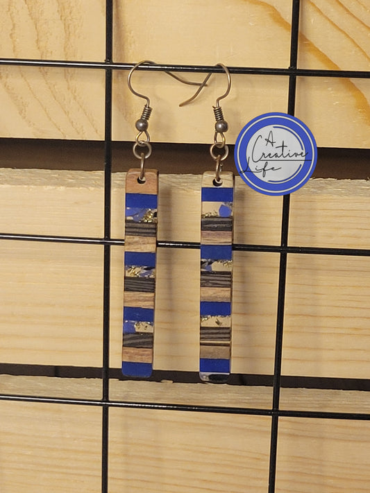 Walnut and Blue Poly Resin Drop