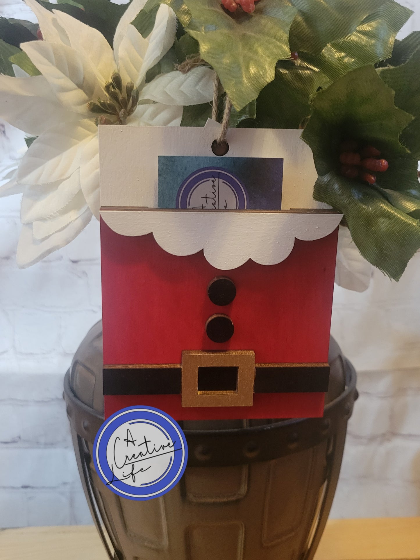 Santa Suit Gift Card Holder Ornament