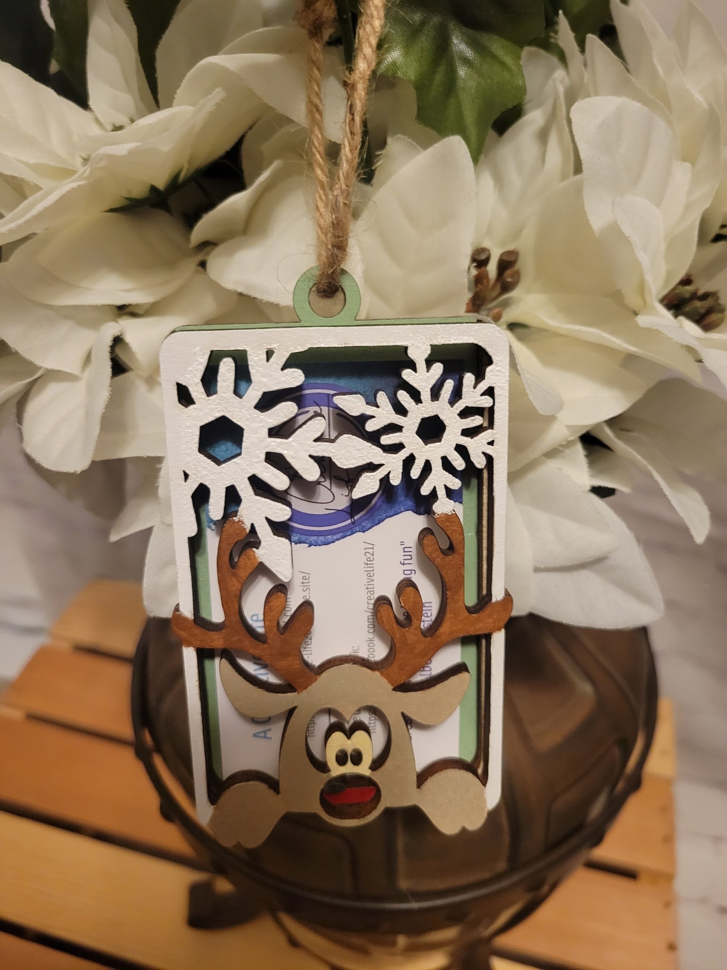 Peeking Reindeer Gift Card Holder Ornament